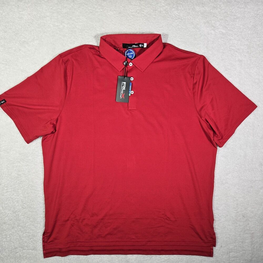 $110 RLX Ralph Lauren Performance Wicking Mens 2XL Golf Polo Shirt Red XXL